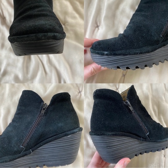 Fly London Yip suede wedge bootie in Diesel Oil Suede black 39 - Picture 11 of 16